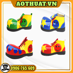 Giày chú hề mũi tròn 3 màu mặt cười, giày chú hề mặt cười đỏ, xanh lá, xanh dương