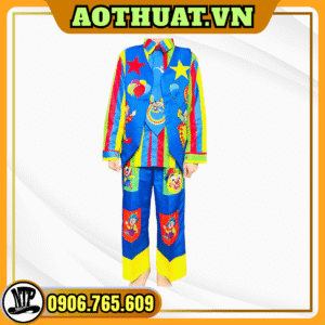 Quần áo chú hề màu Xanh Dương và sơ mi 7 màu cầu vồng
