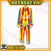 Quần áo chú hề sọc vàng đỏ và sơ mi 7 màu cầu vồng